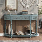 52'Curved Console Table Sofa Table Entryway Table for Hallway Living Room with 4 Drawers and 1 Shelf