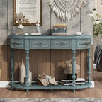 52'Curved Console Table Sofa Table Entryway Table for Hallway Living Room with 4 Drawers and 1 Shelf