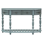 52'Curved Console Table Sofa Table Entryway Table for Hallway Living Room with 4 Drawers and 1 Shelf