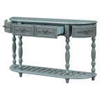52'Curved Console Table Sofa Table Entryway Table for Hallway Living Room with 4 Drawers and 1 Shelf