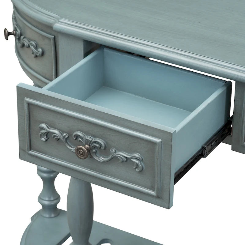 52'Curved Console Table Sofa Table Entryway Table for Hallway Living Room with 4 Drawers and 1 Shelf