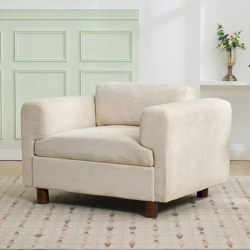 Modern Oversized Armchair Comfy Accent Chair Single Sofa for Living Room Bedroom Office Apartment, Woven Velvet Fabric