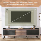 63 Mid Century TV Stand with 2 Cabinets& Open Compartments, Entertainment Center for TVs up to 70, Television Console