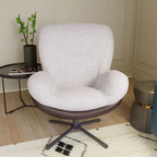 360 Swivel Accent Chair, Modern Chenille Lounge Chair with Faux Leather and Black Metal Base Frame, Comfortable Reading Chair