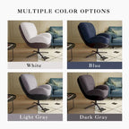 360 Swivel Accent Chair, Modern Chenille Lounge Chair with Faux Leather and Black Metal Base Frame, Comfortable Reading Chair