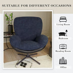 360 Swivel Accent Chair, Modern Chenille Lounge Chair with Faux Leather and Black Metal Base Frame, Comfortable Reading Chair