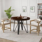 Netia 3-Piece Counter-Height Bar Set with Boucle Upholstered Chairs and Metal Table Base by