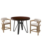 Netia 3-Piece Counter-Height Bar Set with Boucle Upholstered Chairs and Metal Table Base by