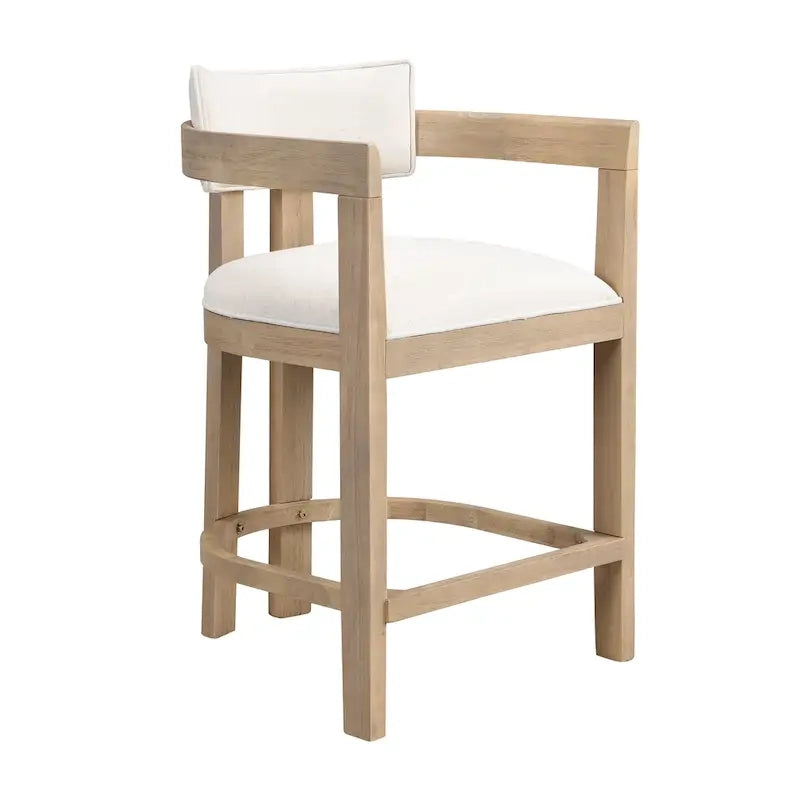 Netia 3-Piece Counter-Height Bar Set with Boucle Upholstered Chairs and Metal Table Base by
