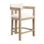 Netia 3-Piece Counter-Height Bar Set with Boucle Upholstered Chairs and Metal Table Base by