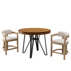 Netia 3-Piece Counter-Height Bar Set with Boucle Upholstered Chairs and Metal Table Base by