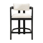 Netia 3-Piece Counter-Height Bar Set with Boucle Upholstered Chairs and Metal Table Base by