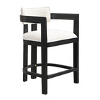 Netia 3-Piece Counter-Height Bar Set with Boucle Upholstered Chairs and Metal Table Base by