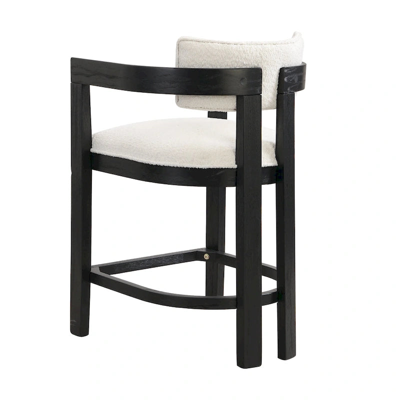 Netia 3-Piece Counter-Height Bar Set with Boucle Upholstered Chairs and Metal Table Base by