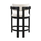Netia 3-Piece Counter-Height Bar Set with Boucle Upholstered Chairs and Metal Table Base by