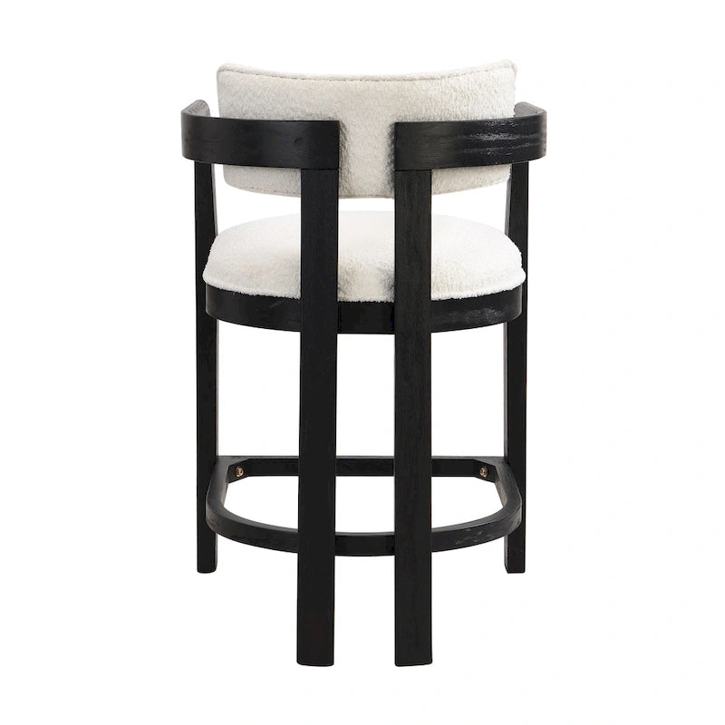 Netia 3-Piece Counter-Height Bar Set with Boucle Upholstered Chairs and Metal Table Base by