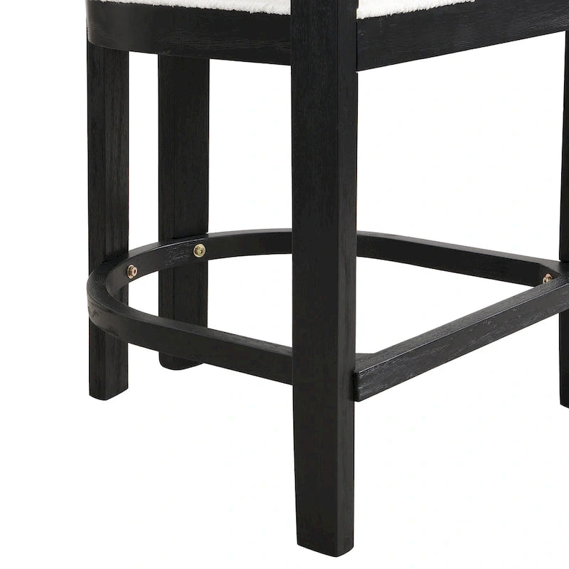 Netia 3-Piece Counter-Height Bar Set with Boucle Upholstered Chairs and Metal Table Base by