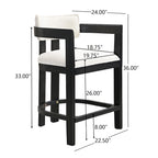 Netia 3-Piece Counter-Height Bar Set with Boucle Upholstered Chairs and Metal Table Base by