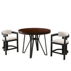 Netia 3-Piece Counter-Height Bar Set with Boucle Upholstered Chairs and Metal Table Base by