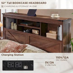 Farmhouse Full Size Wood Bed Frame with Storage Headboard and Drawers