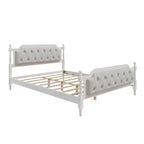 Queen Wood Platform Bed with Tufted Headboard & Handcrafted Design