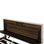 Queen Size Upholstered Platform Bed w/ Storage Headboard, Twin XL Size Trundle & 2 Drawers & USB Ports, Linen Fabric, Gray