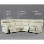 105 W Genuine Leather Power Reclining sectional sofa with USB&USB-C Port,power armlesschair