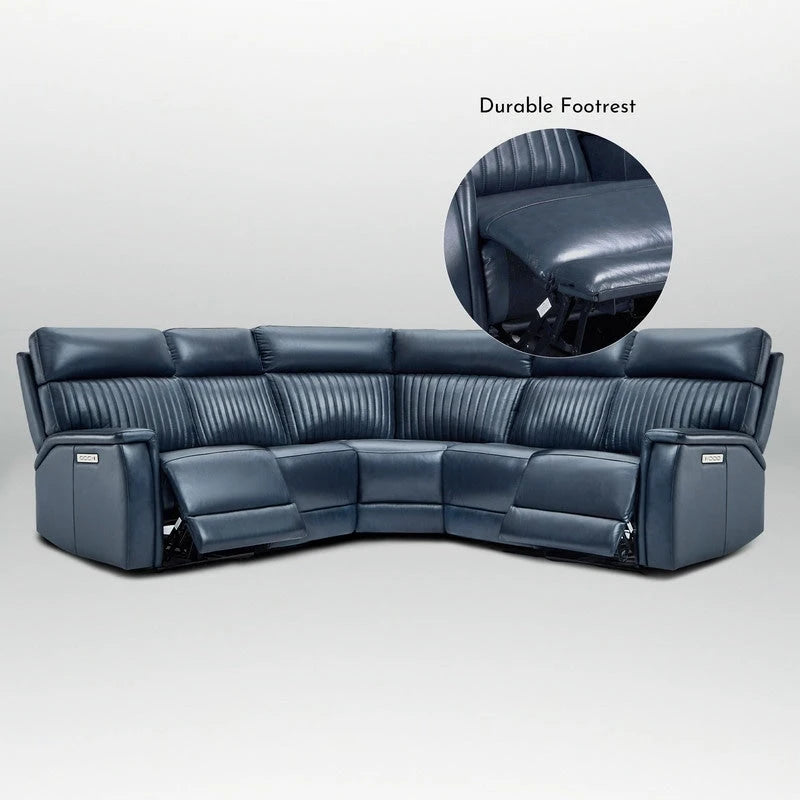 105 W Genuine Leather Power Reclining sectional sofa with USB&USB-C Port,power armlesschair