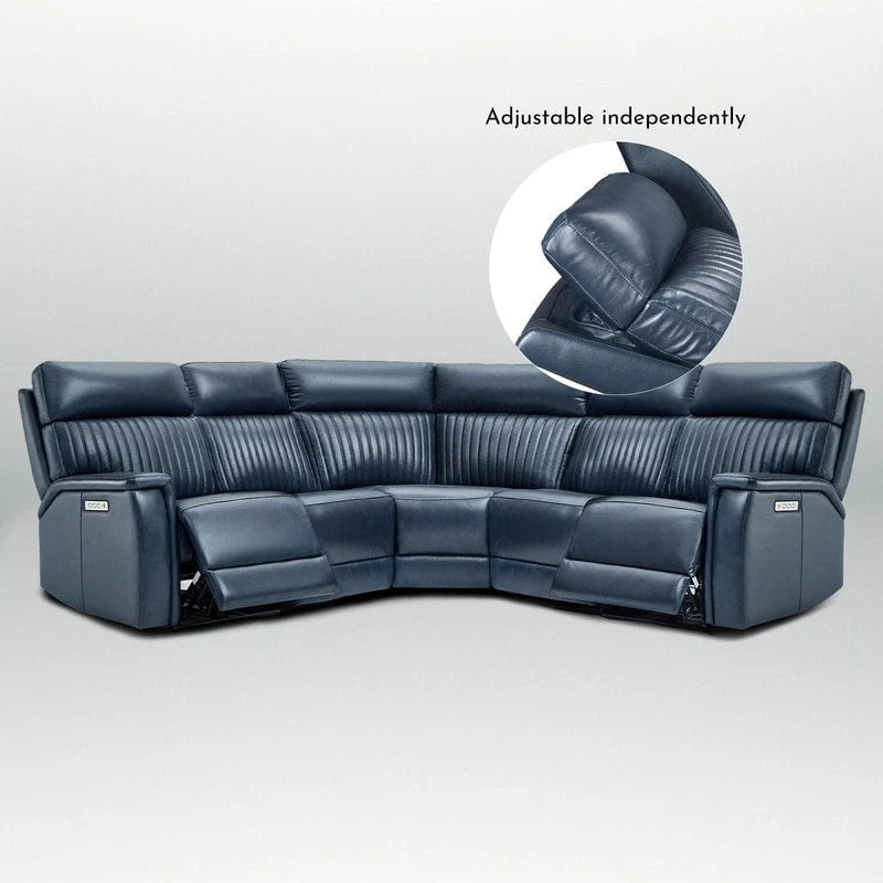 105 W Genuine Leather Power Reclining sectional sofa with USB&USB-C Port,power armlesschair