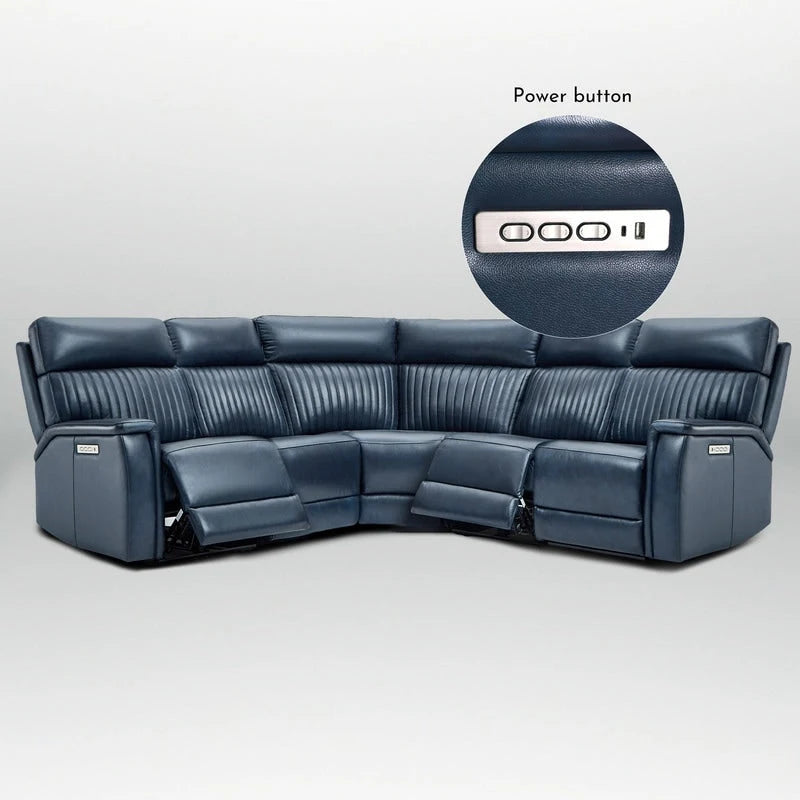 105 W Genuine Leather Power Reclining sectional sofa with USB&USB-C Port,power armlesschair