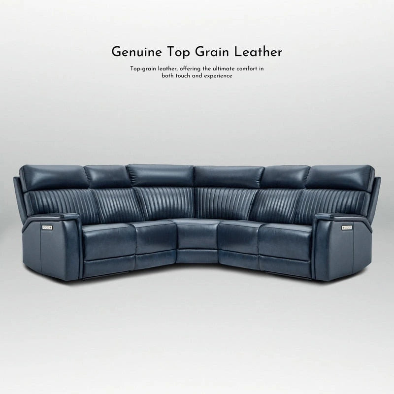 105 W Genuine Leather Power Reclining sectional sofa with USB&USB-C Port,power armlesschair