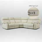 105 W Genuine Leather Power Reclining sectional sofa with USB&USB-C Port,power armlesschair