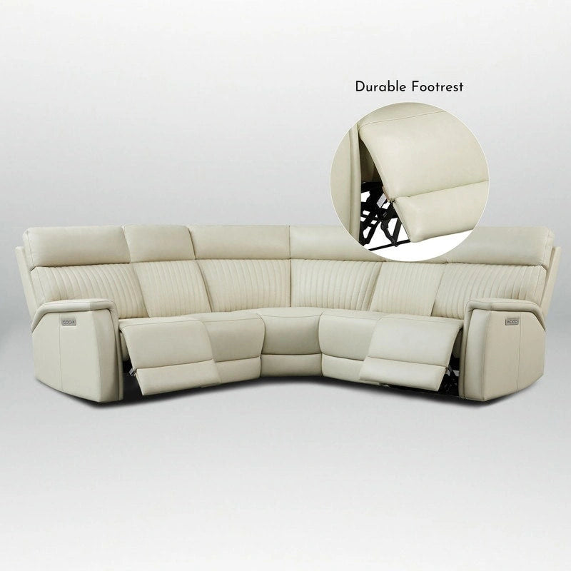 105 W Genuine Leather Power Reclining sectional sofa with USB&USB-C Port,power armlesschair