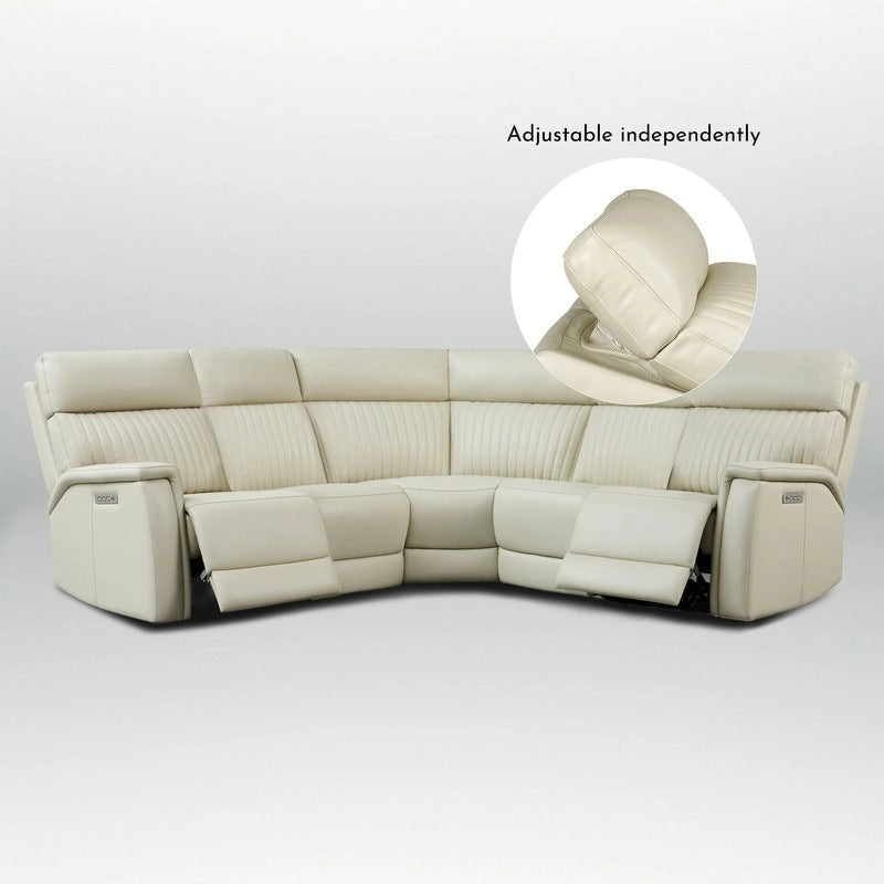 105 W Genuine Leather Power Reclining sectional sofa with USB&USB-C Port,power armlesschair