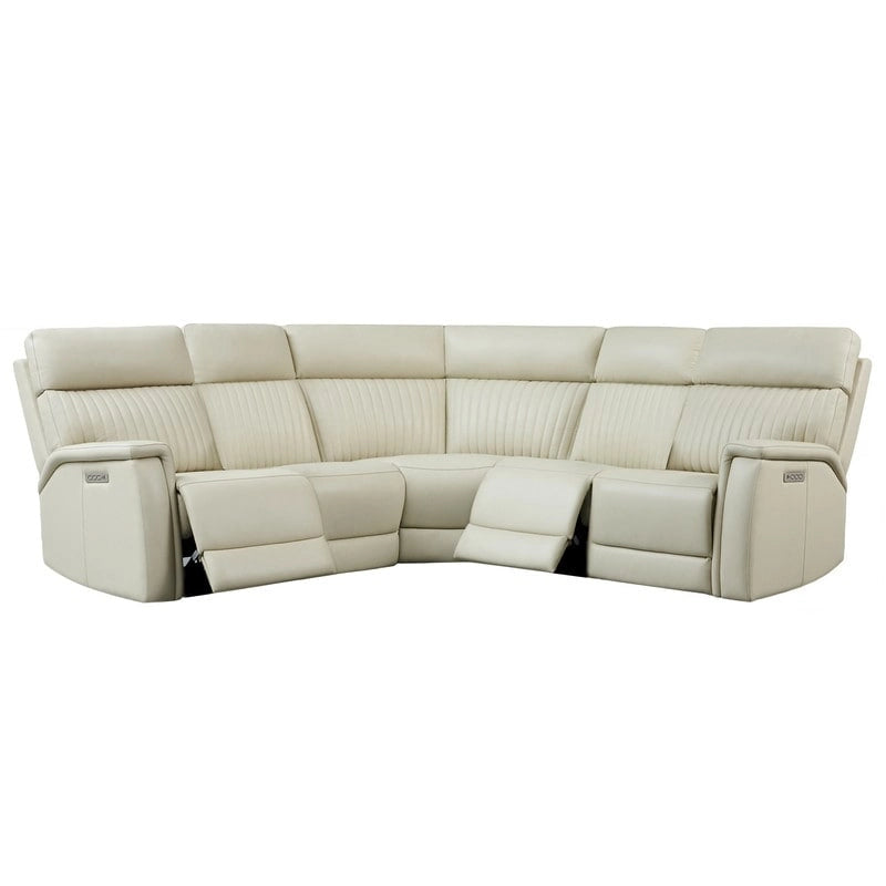 105 W Genuine Leather Power Reclining sectional sofa with USB&USB-C Port,power armlesschair