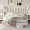 Retro Style Wood Platform Bed with Gourd Shaped Headboard,Queen Size