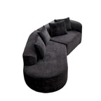 114 Chenille Deep-Seat Sectional Sofa with 4 Pillows