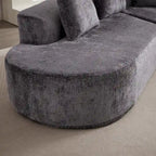 114 Chenille Deep-Seat Sectional Sofa with 4 Pillows
