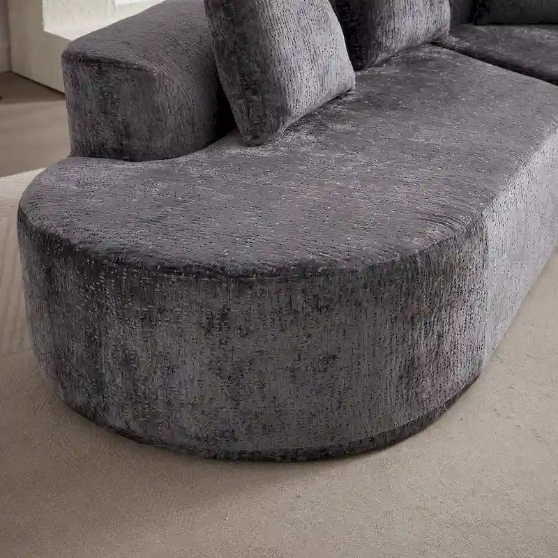 114 Chenille Deep-Seat Sectional Sofa with 4 Pillows