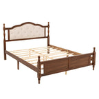 Queen Size Platform Bed with Elegant Upholstered Headboard, Hidden Storage