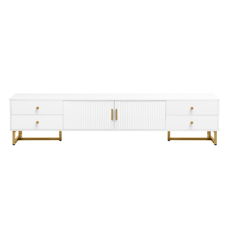 White 70 Modern TV Stand with Storage & Drawers for TVs Up to 65