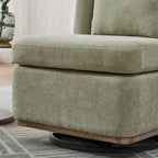 Chenille 360 Swivel Armless Chair with Metal Base, High-Density Foam Cushion, and Included Pillow
