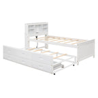 Pine Wood Platform Bed Frame with 3 Drawers & Trundle