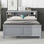 Pine Wood Platform Bed Frame with 3 Drawers & Trundle