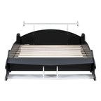 Full Size Wooden Race Car-Shaped Bed Frame with Guardrail