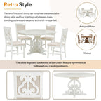 5-Piece Wooden Dining Table Set with Extendable Table & 4 Chairs