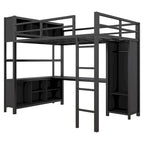 Full Metal Loft Bed with Wardrobe & Desk