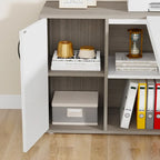 71 inch Executive Desk, L Shaped Desk with Cabinet and Shelves for Home Office