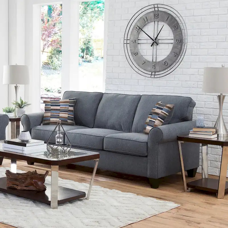  Model 8-010-A330V22 Eureka Rolled Arm Sofa with Two Pillows