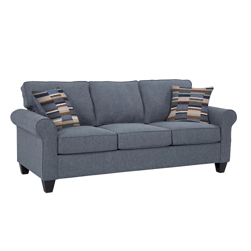Model 8-010-A330V22 Eureka Rolled Arm Sofa with Two Pillows